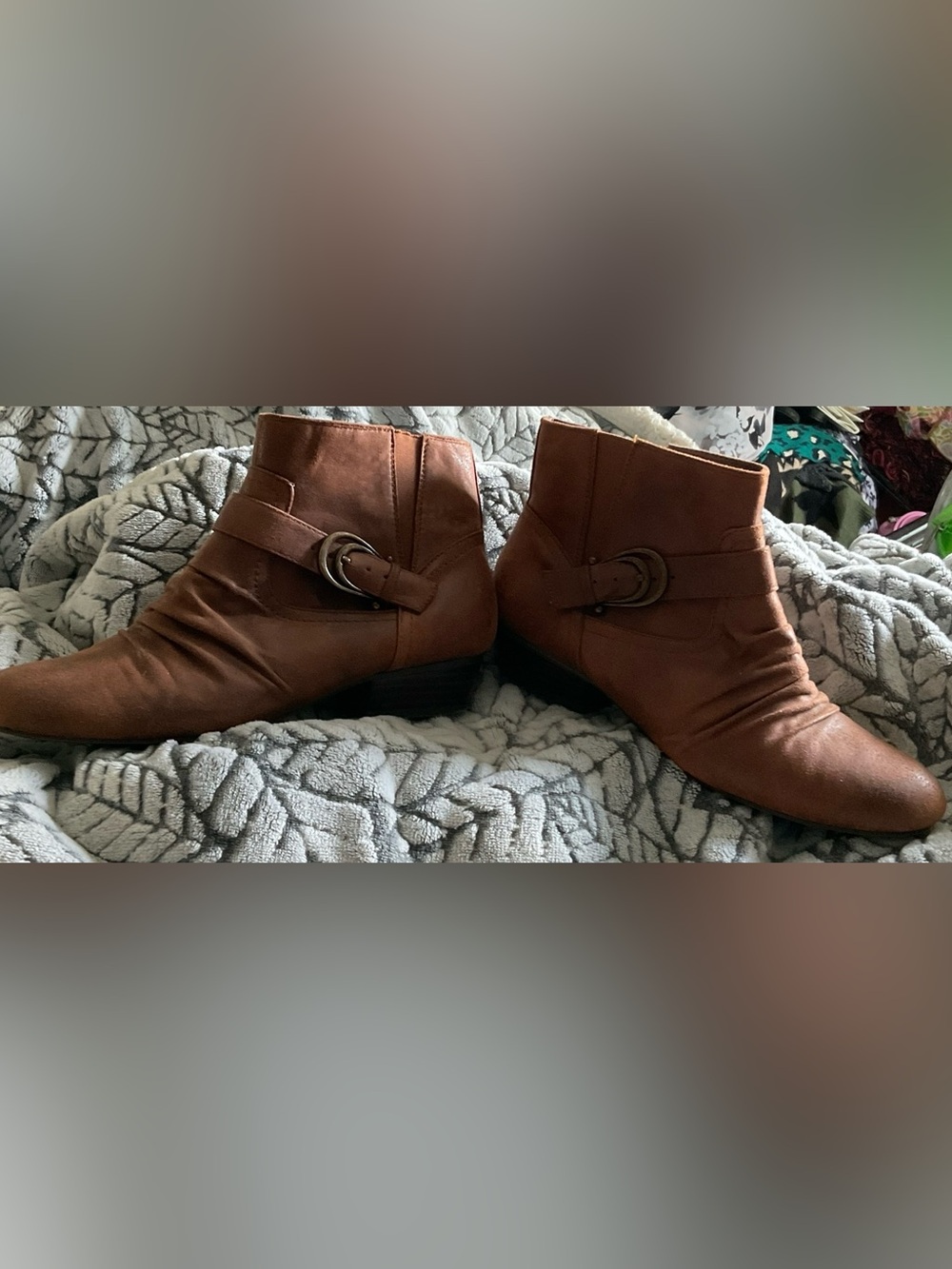 Kim Rogers Tarly Brown Ankle Booties Buckle Side Zip Women’s Size 7.5 M - Picture 8 of 11